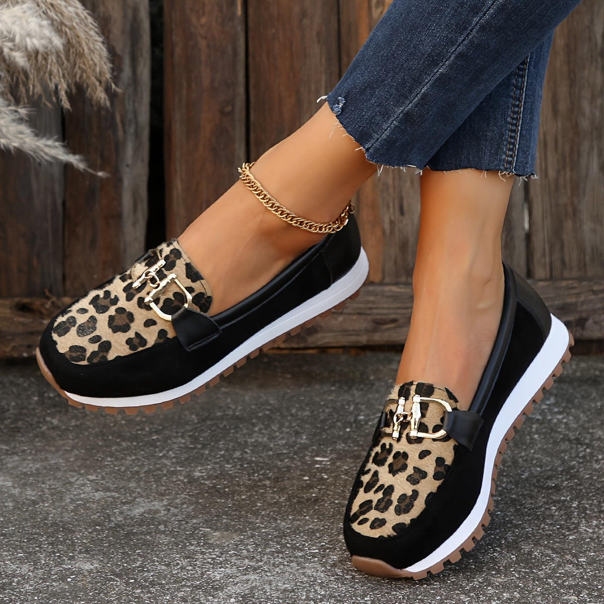 Animal Print Cushioned Loafers