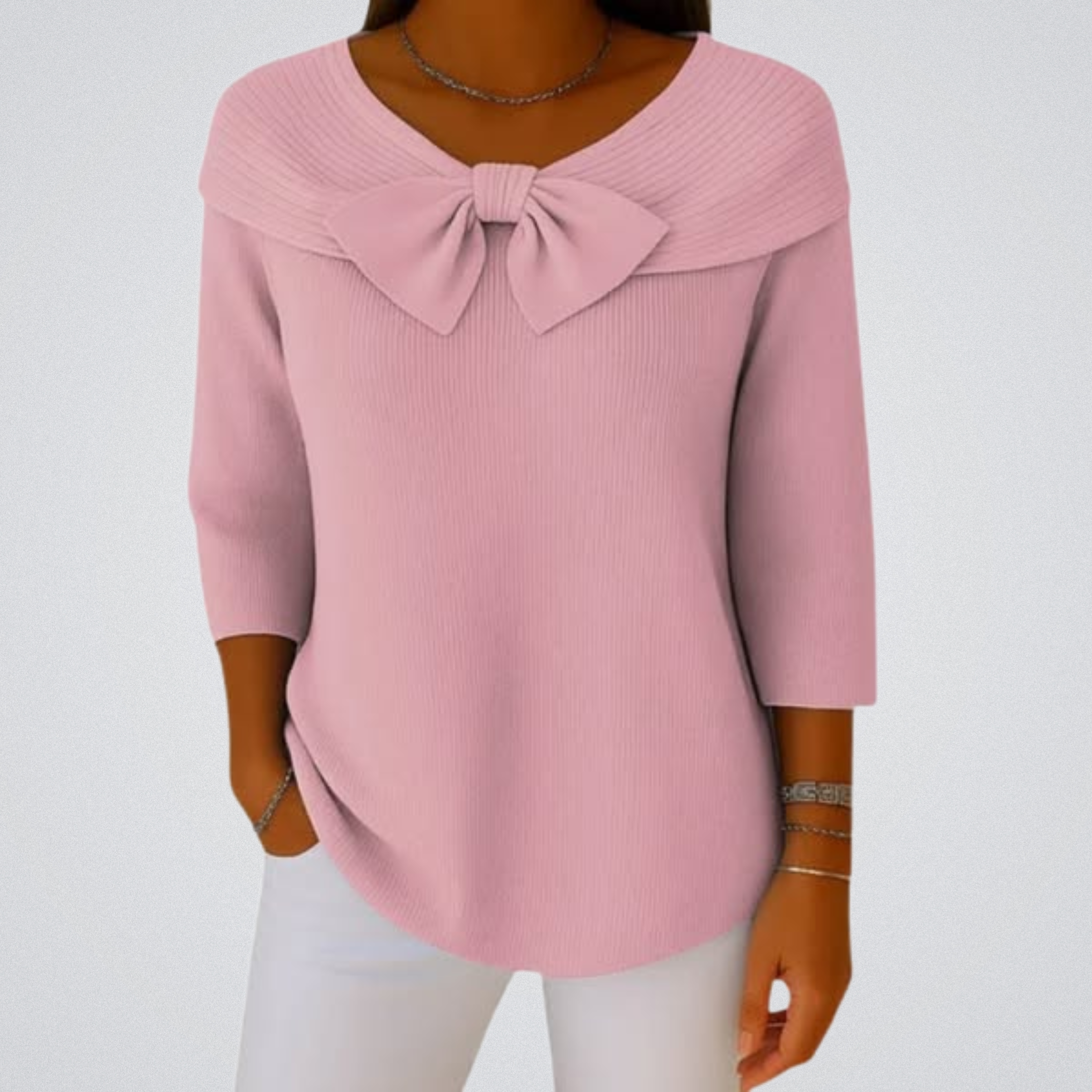 Serenna – Women's Sweater with Bow and Round Neckline
