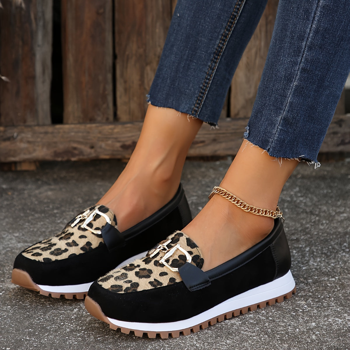 Animal Print Cushioned Loafers