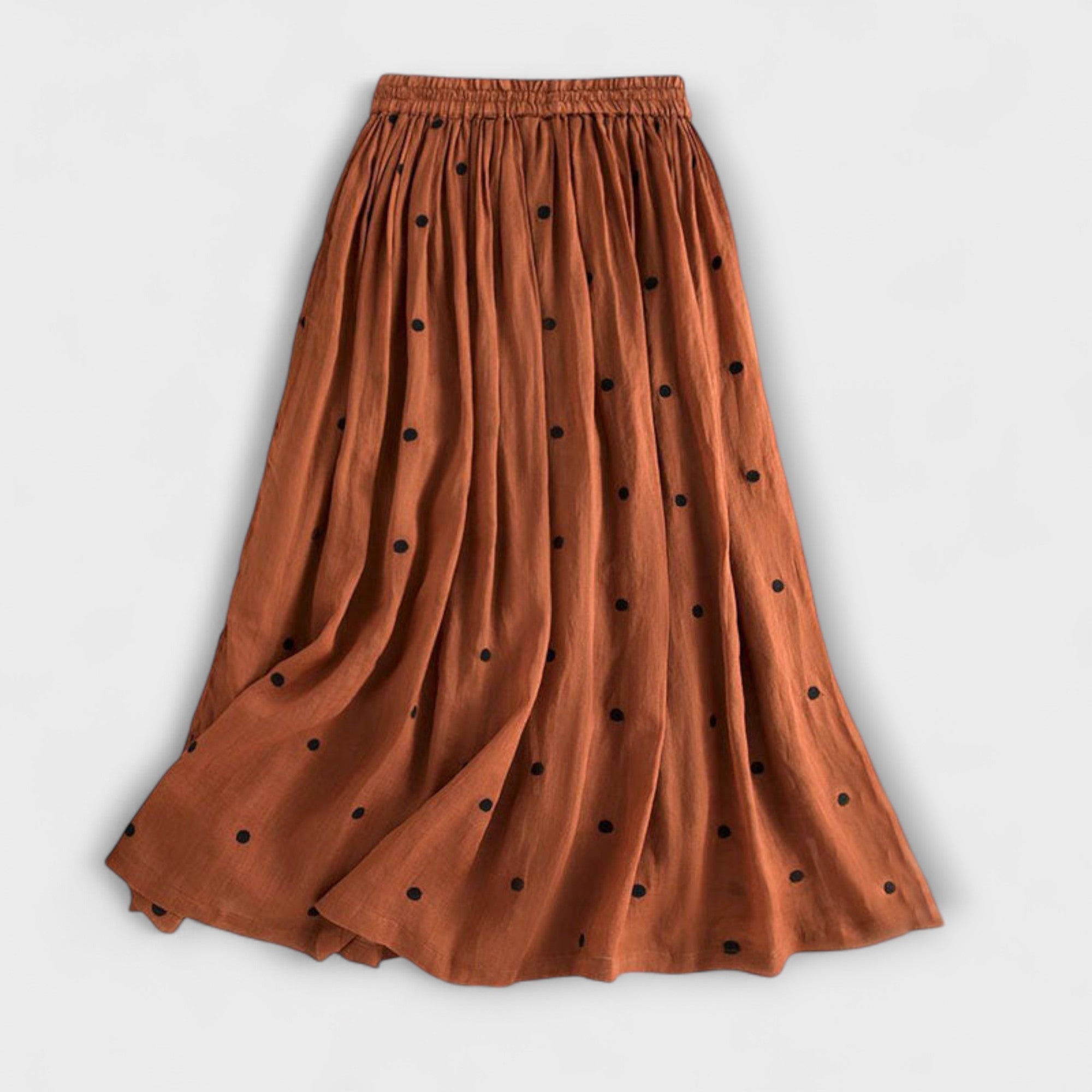 Playful Polka Dot Maxi Skirt Made of Cotton-Linen