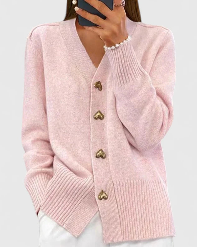Isla – Heart Button Knit Cardigan