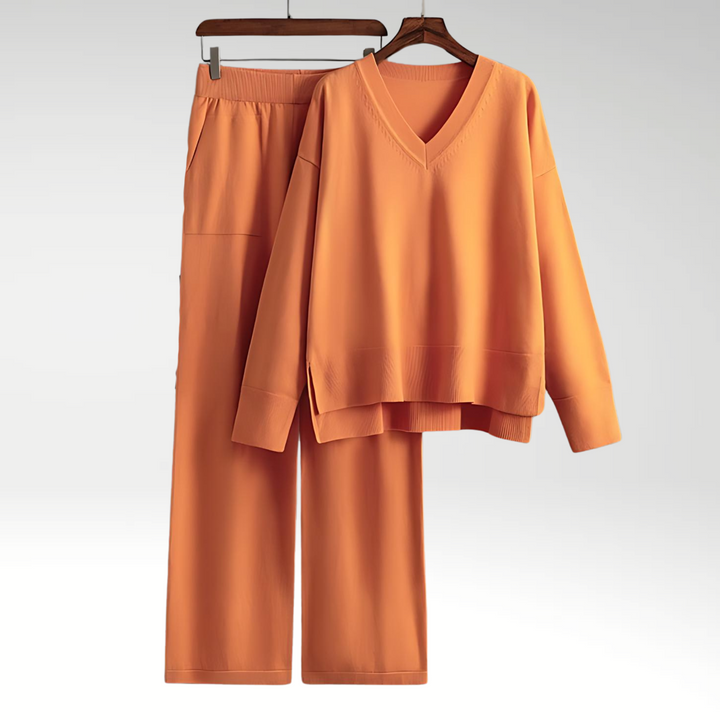 Carol | Elegant V-Neck Luxe Two-Piece Set