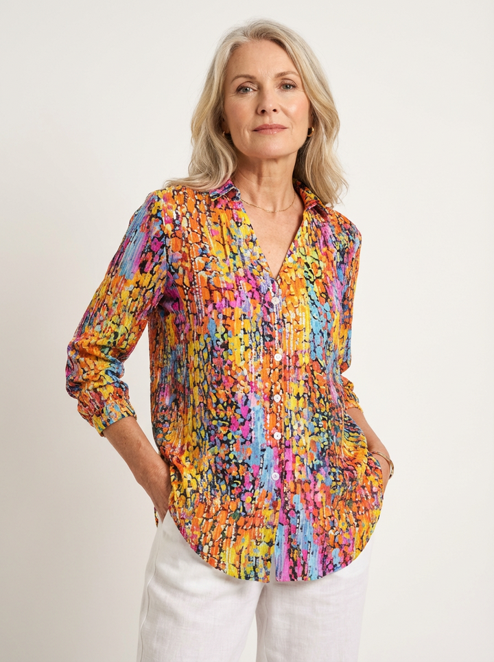 Bria | Vibrant Boho Splash Blouse