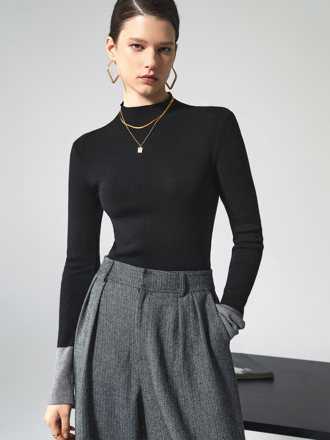 CLAIRE™ Contrast Cuff Knit relaxed fit