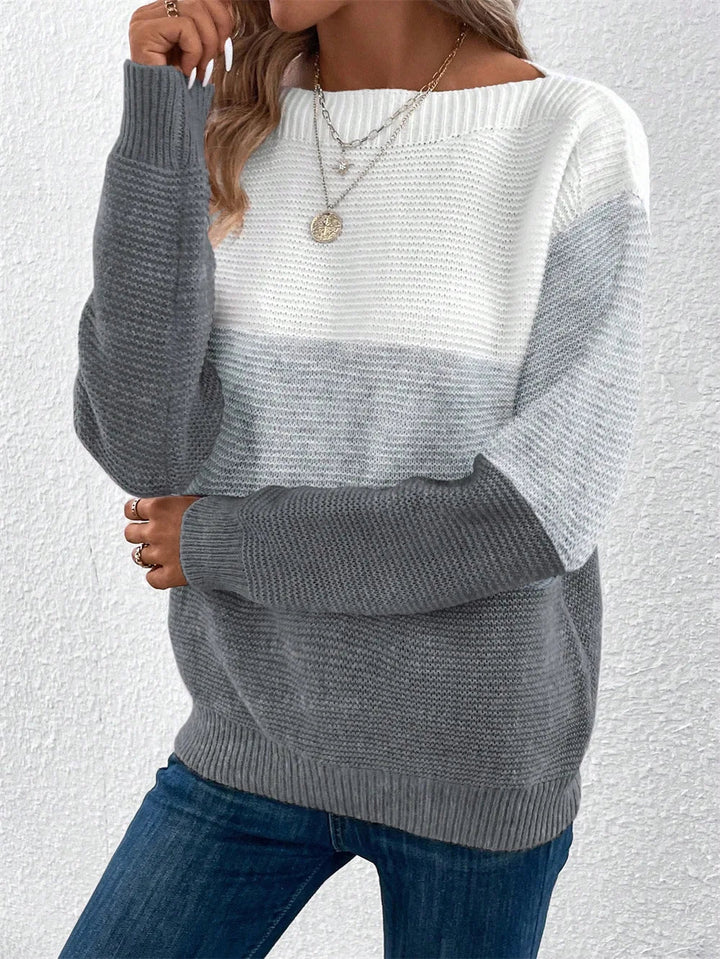 SILVIA™ Patchwork Knit three-tone relaxed