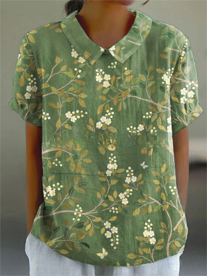 Women’s Floral Print Short Sleeve Casual Collar Blouse