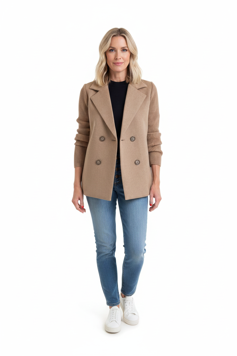 Amora | Elegant Blazer with Knitted Sleeves
