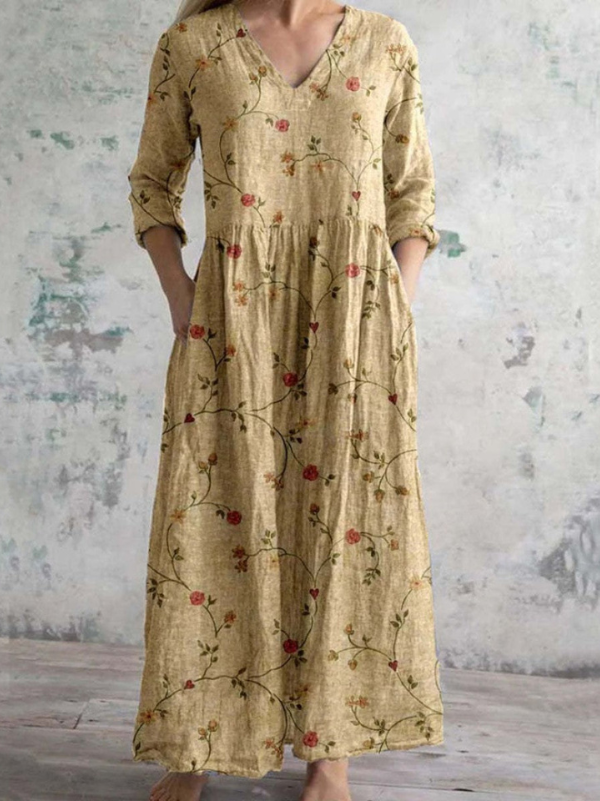 Elara | Retro Floral Pattern Dress