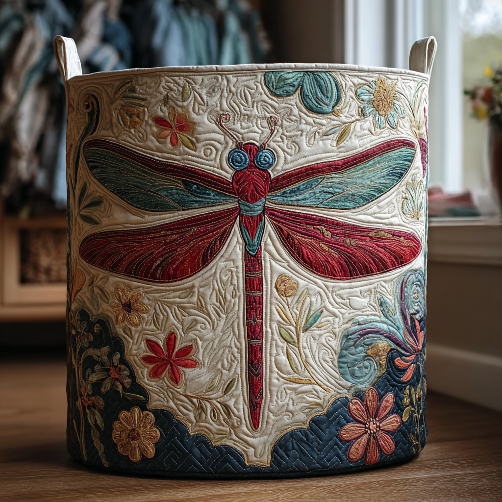 Crimson Dragonfly Haven Laundry Basket