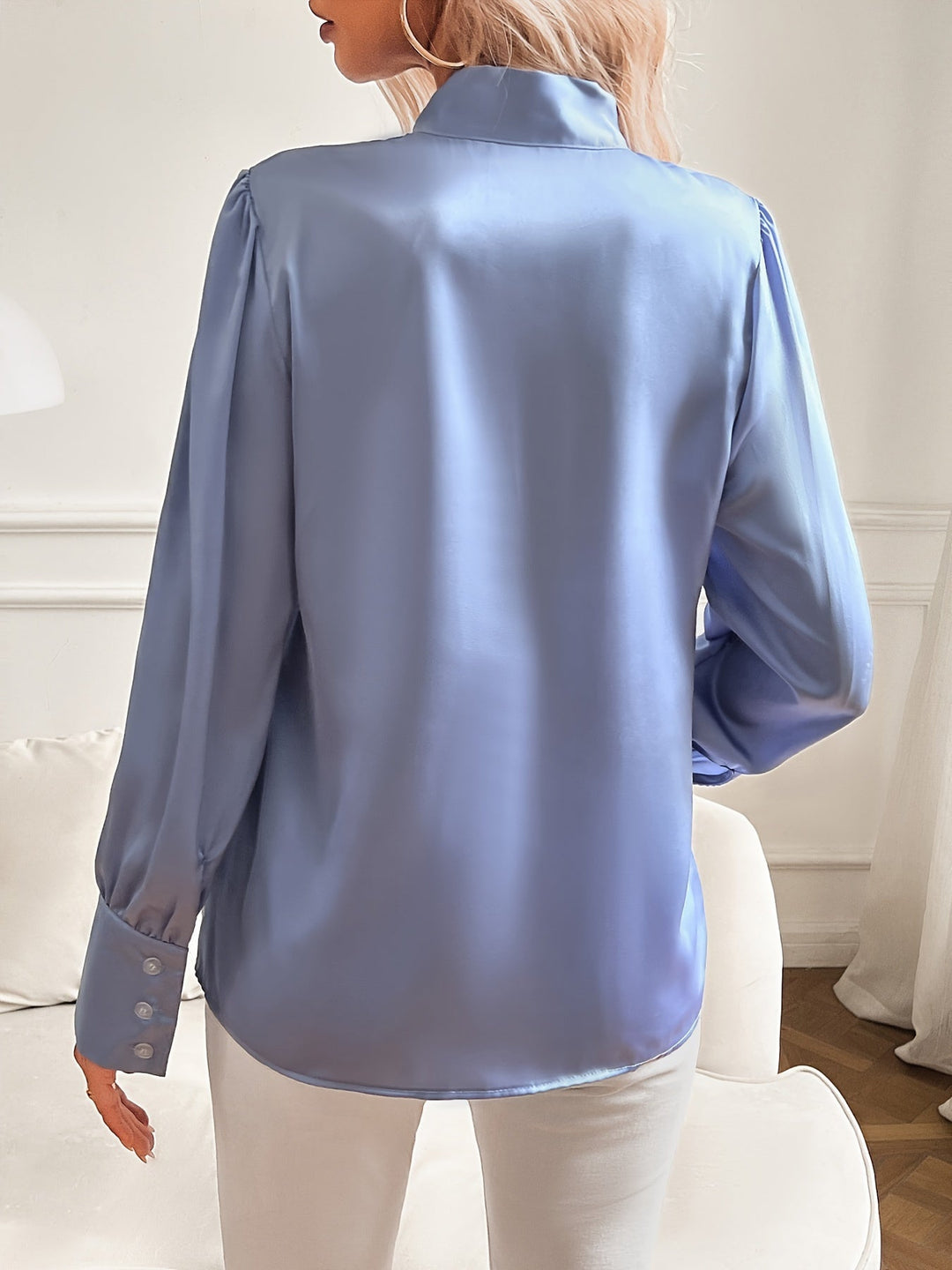Elegant Bow Tie Blouse Long Sleeve Top for Women
