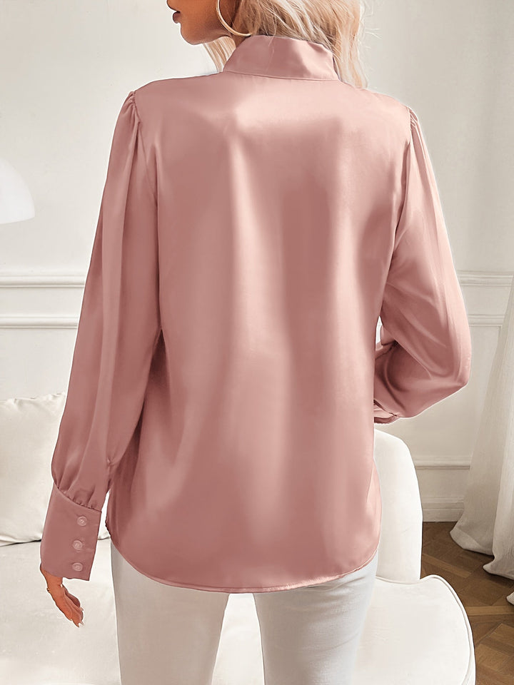 Elegant Bow Tie Blouse Long Sleeve Top for Women