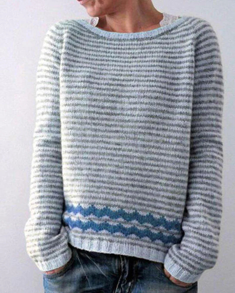 Women’s Casual Knit Sweater Cozy Printed Pullover