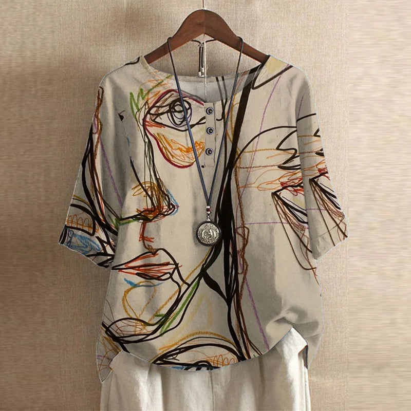 Women’s Vintage Floral Loose Fit  Boho Blouse