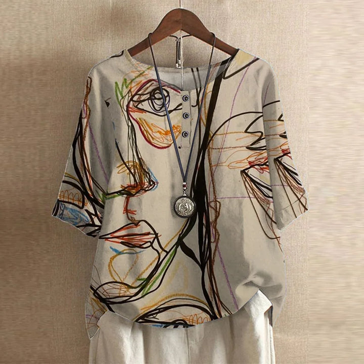 Women’s Vintage Floral Print Loose Fit Blouse