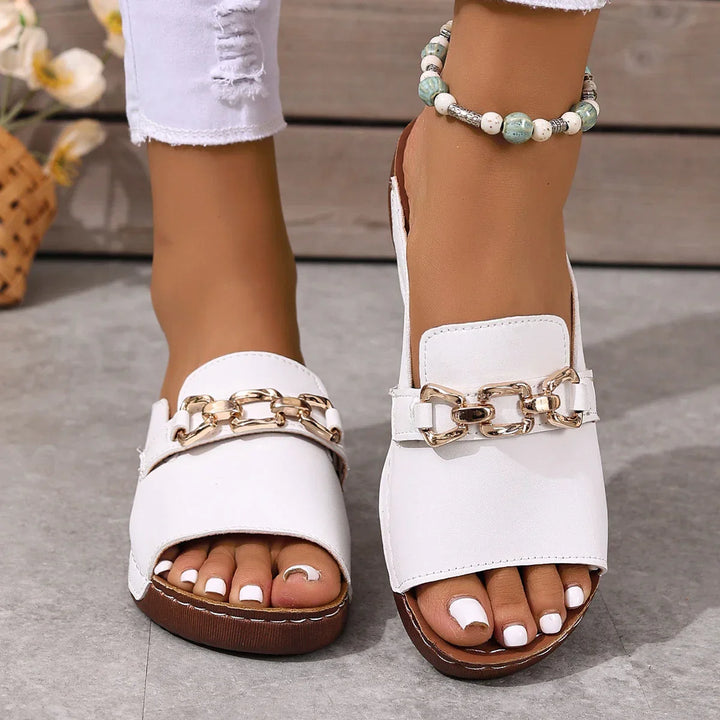 Amara | Chain Accent Slip-On Sandals