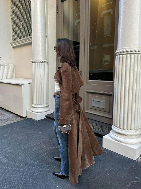 Veronika - Elegant Suede Trench Coat