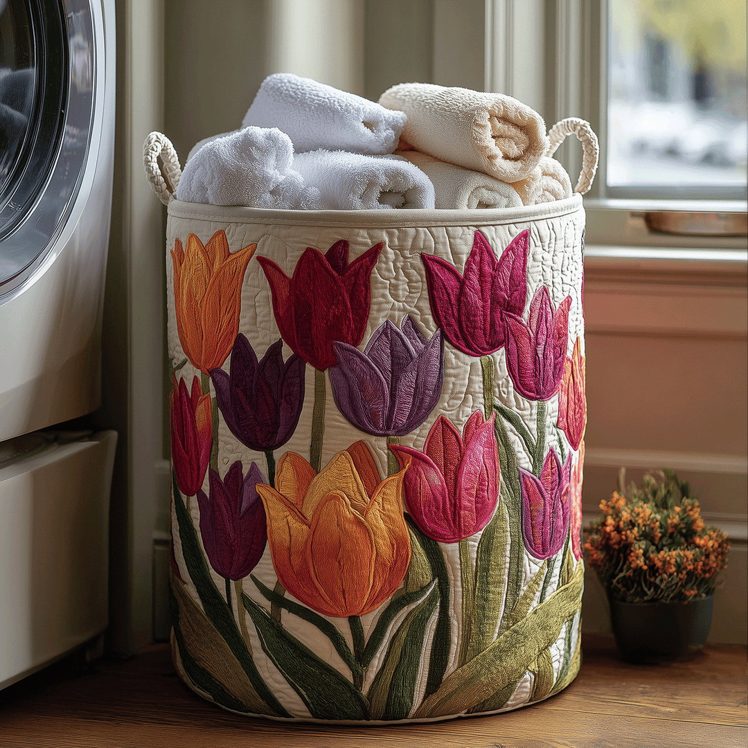 Blooming Tulip Garden Laundry Basket