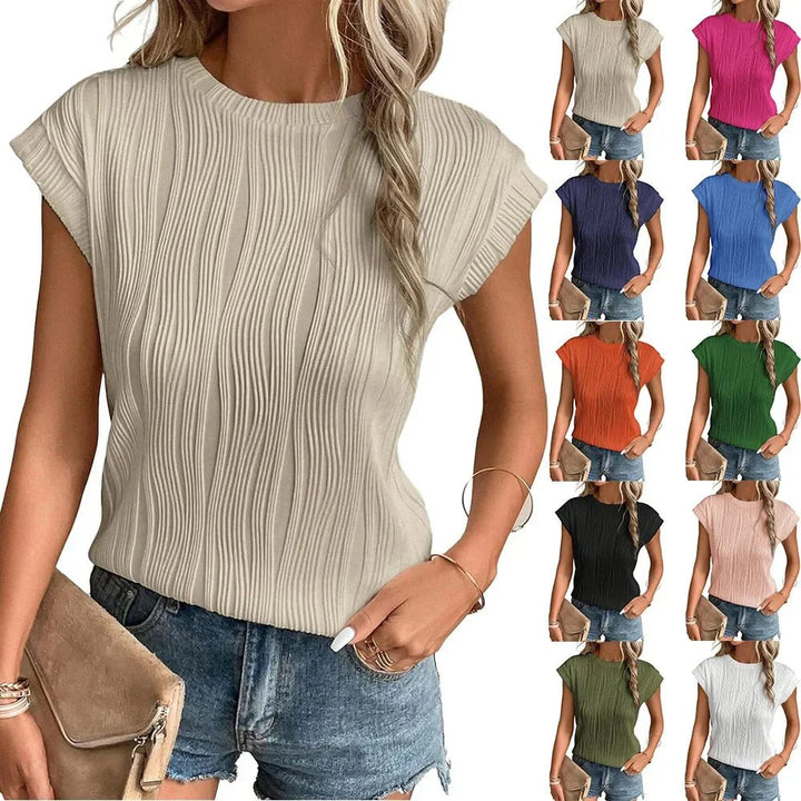 Amy - Wave Pattern Round Neck Top