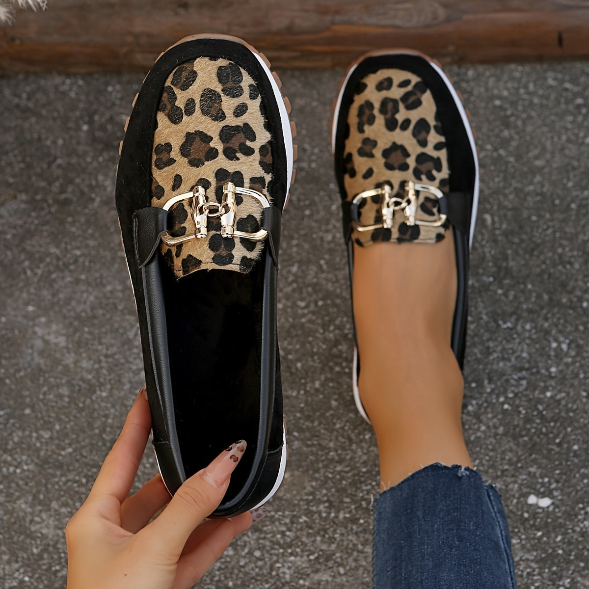 Animal Print Cushioned Loafers
