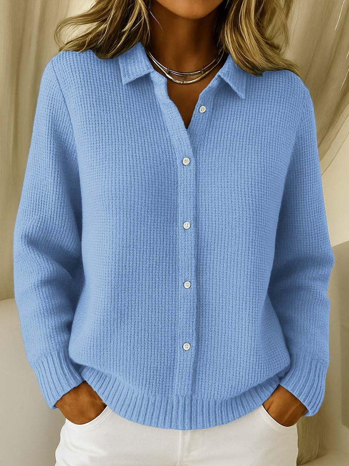 Women’s Casual Knit Button-Up Collared Sweater