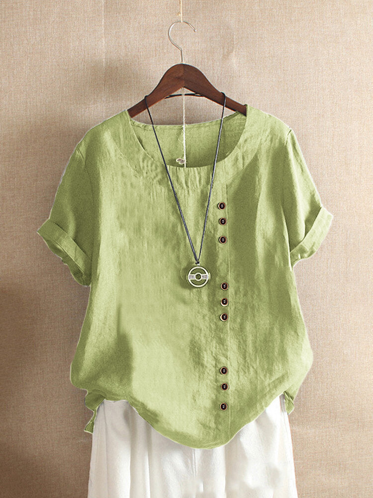 Alina | Casual Button Detail Short Sleeve Top