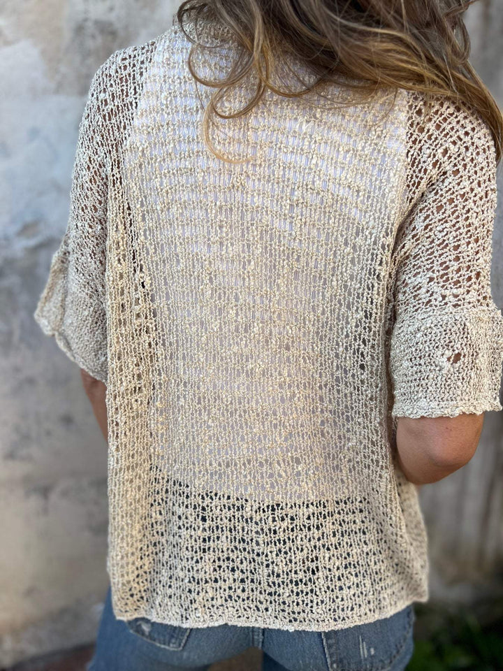 Liora | Lightweight Open-Knit Button Cardigan