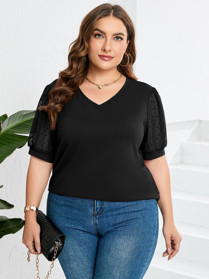 Jessica - Puff-Sleeve V-Neck Top