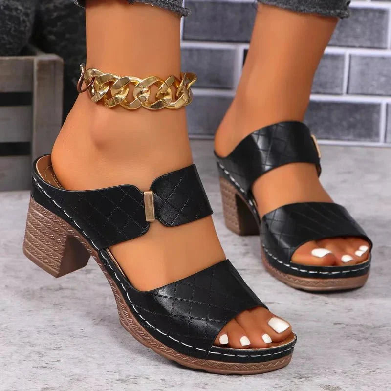 Claudina | Quilted Block Heel Sandals