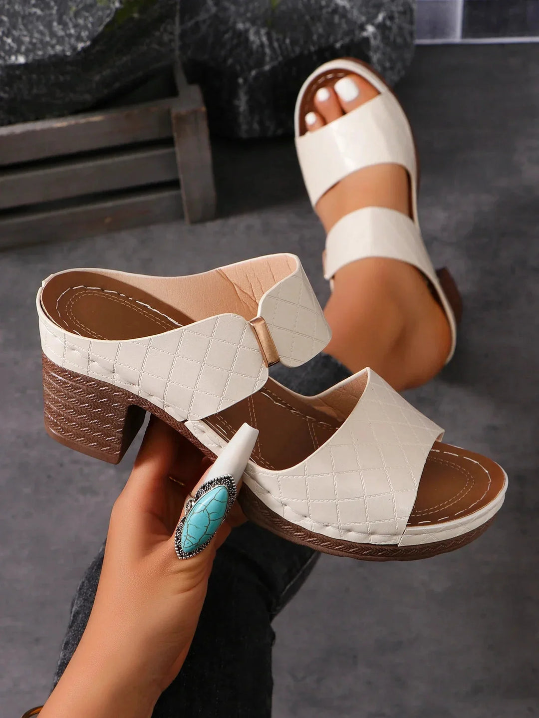Claudina | Quilted Block Heel Sandals
